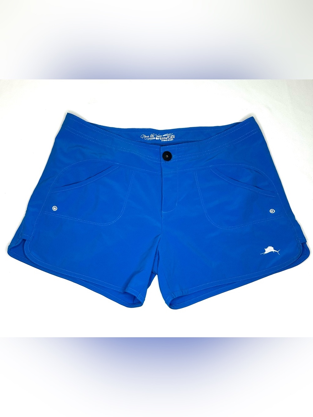 Pelagic Ocean Flex Women’s Blue Hybrid Performance Fishing Shorts Size 6